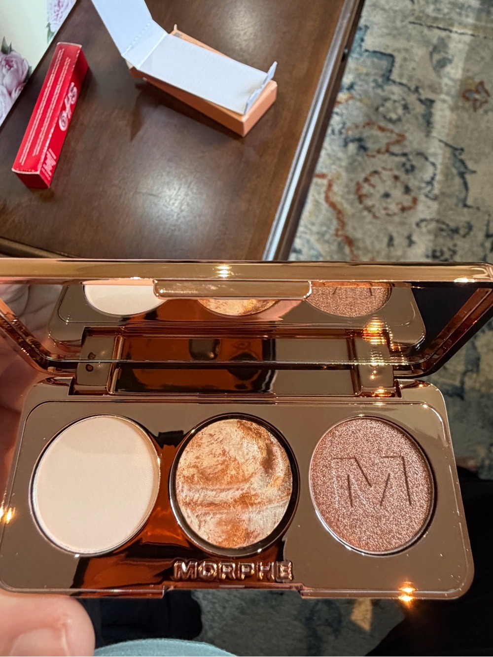 Morphe Champagne On Tap Eyeshadow Trio - Peachy Tones + One Size Eye Popper